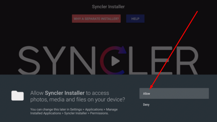 Allow Syncler App on FireStick 